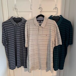 Tommy Hilfiger Men's Polo Shirt Trio - Gray, Cream, Green